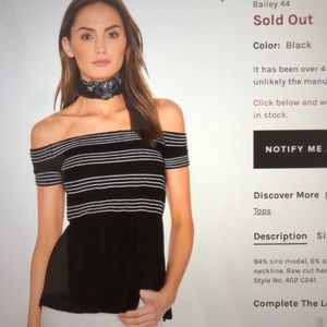 Bailey 44 soft black and white top size xs